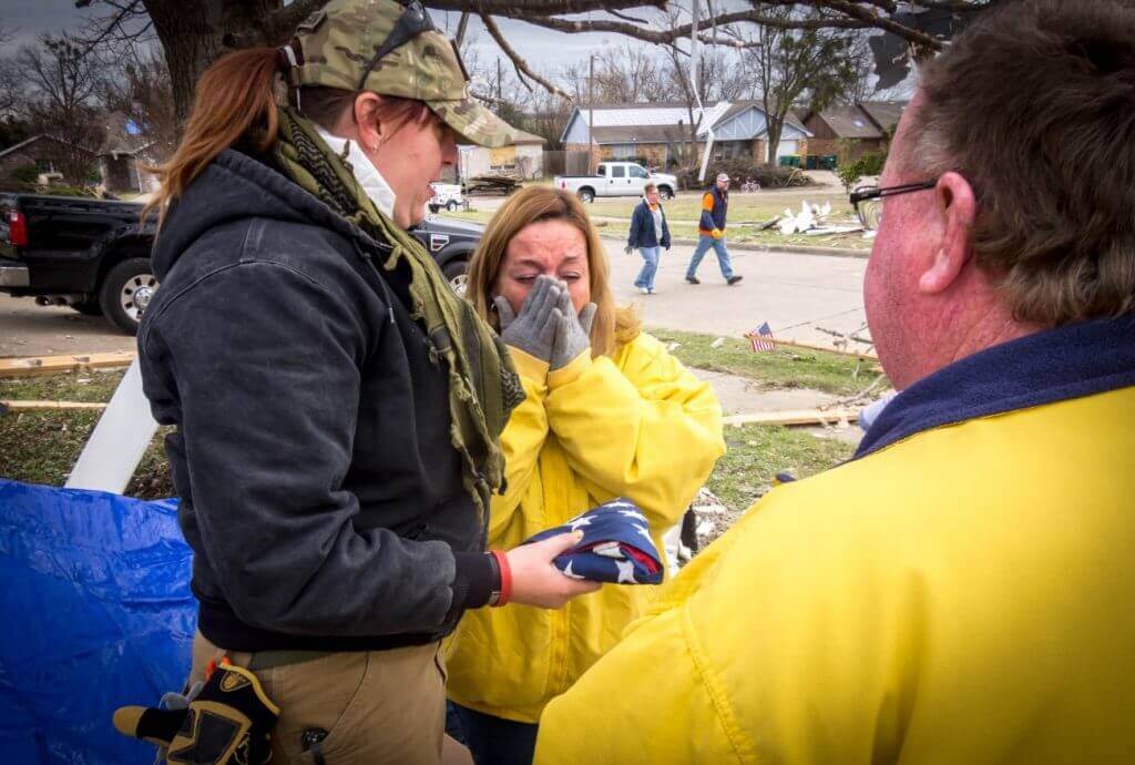 Mrs. Phelps was presented with an American flag by Army veteran Merissa Morgan on Operation: Bankhead Blitz. 