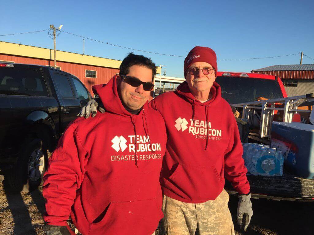 New Yorkers William (left) and Paul (right) joined up to take on Hurricane Matthew in North Carolina. 