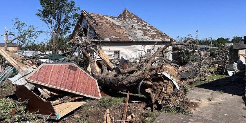 A house damaged in the May tornadoes in Oklahoma.