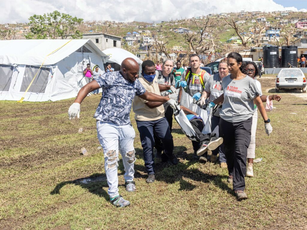Medevacing a patient during the Hurricane Melissa relief operation.